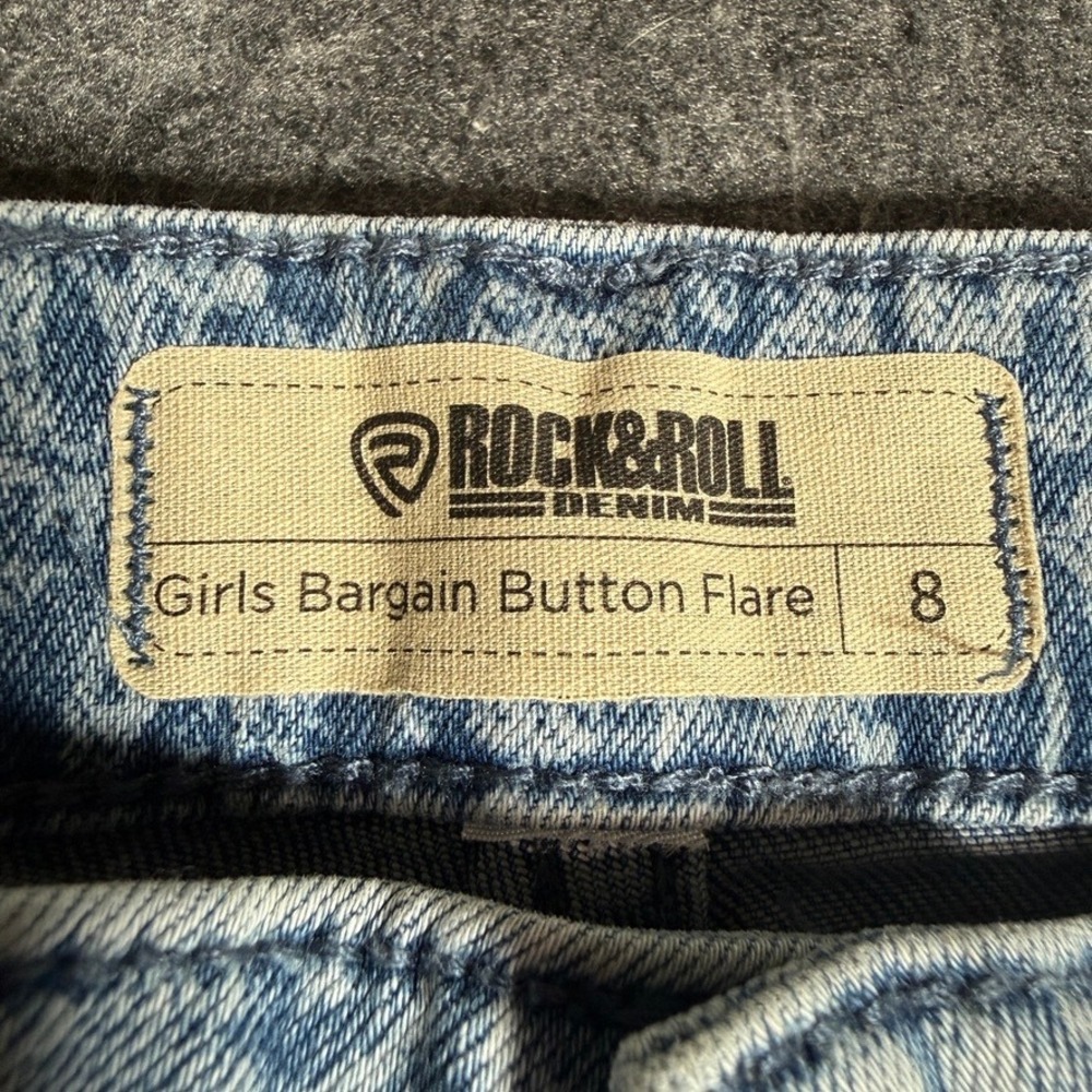 NEW Rock & Roll Denim Girls Size 8 Extra Stretch Paisley Print Flare Jeans NWT - Picture 2 of 11